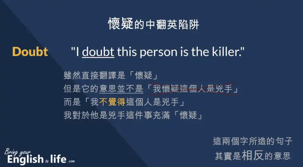 懷疑英文的對立意思 (1例句幫你搞懂：Suspect 和 Doubt)