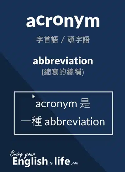 abbreviation中文是縮寫的總稱